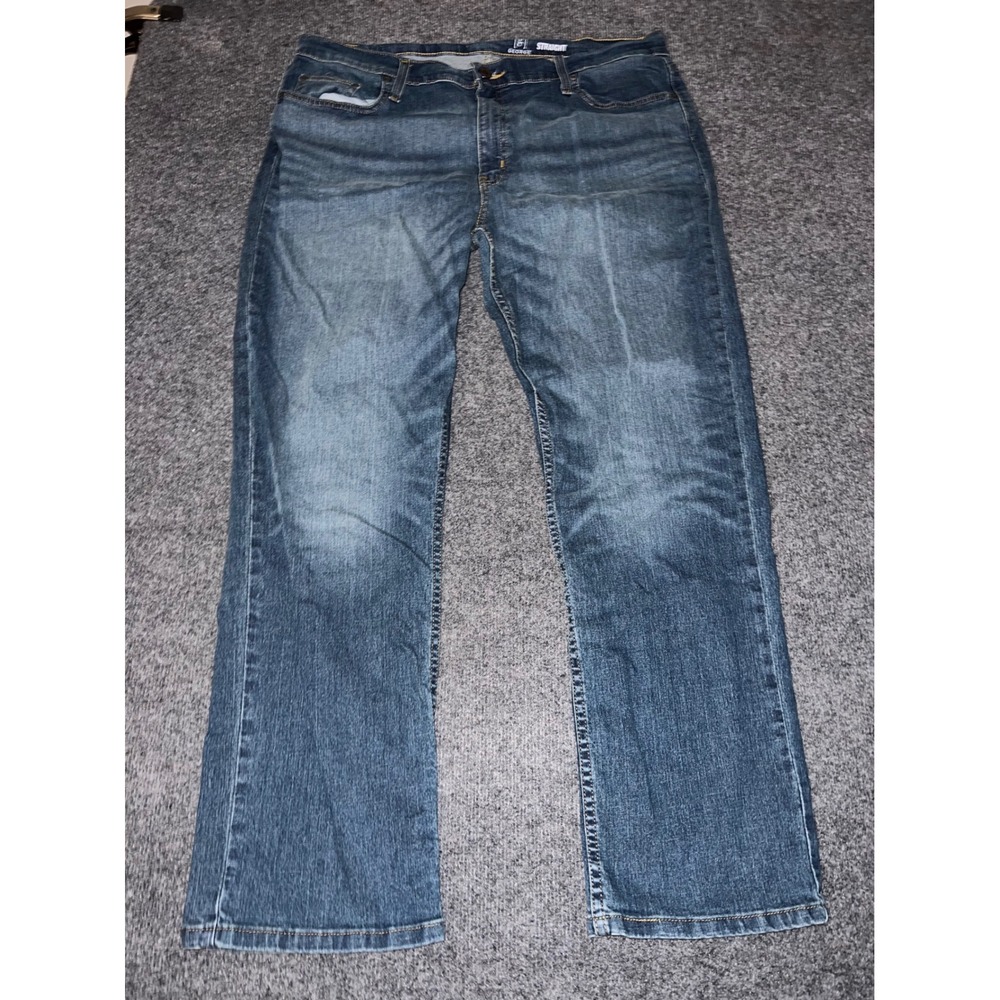George Mens Straight Leg Jeans 38x30 Medium Wash Blue GM0107 Denim Pants